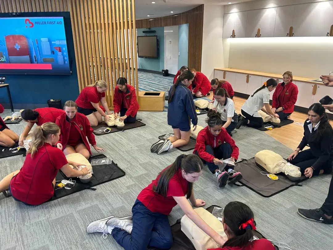 On site first aid training session in Greater Sydney with paramedic-led instruction and practical equipment